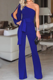 Casual Solid One Shoulder Regular Jumpsuits(7 Colors)