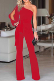 Casual Solid One Shoulder Regular Jumpsuits(7 Colors)