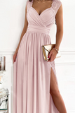 Casual Solid Slit V Neck Evening Dress Dresses(3 Colors)