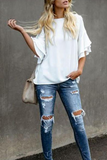 Casual Solid Flounce T-Shirts