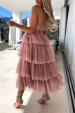 Fashion Solid Mesh Strapless Cake Skirt Dresses