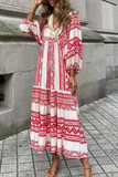 Vestidos de saia de bolo com estampa de patchwork com decote em V da moda (10 cores)
