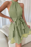 Casual Solid Mesh Halter Mesh Dress Dresses(3 Colors)