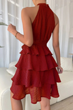 Casual Solid Mesh Halter Mesh Dress Dresses(3 Colors)