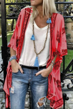 Casual Print Patchwork Cardigan Collar Outerwear(5 Colors)