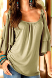 Casual Solid Patchwork U Neck T-Shirts(8 Colors)