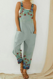 Casual Print Patchwork Square Collar Straight Jumpsuits(6 Colors)