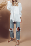 Casual Solid Patchwork Turndown Collar Blouses