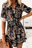 Fashion Leopard Patchwork Turndown Collar Shirt Dress Dresses(4 Colors)