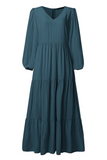 Lässige Kleider mit festem Volant, U-Ausschnitt und Kuchenrock (3 Farben)