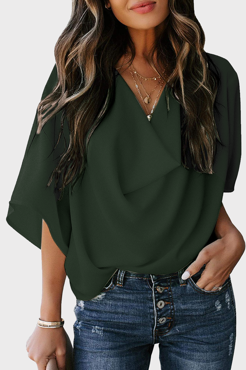 Casual Solid Patchwork V Neck Tops(7 Colors) – Bohonini