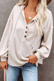 Casual Solid Draw String Hooded Collar Tops(9 Colors)