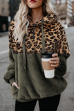 Casual Leopard Patchwork Hooded Collar Tops(4 Colors)