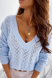 Fashion Solid Hollowed Out V Neck Sweaters (5 Colors)