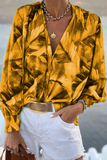Lässig bedruckte Patchwork-Blusen mit Umlegekragen (4 Farben)