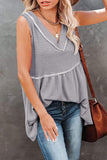 Casual Solid Patchwork V Neck Tops(7 Colors)