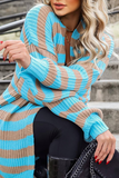 Fashion Striped Patchwork Cardigan Collar Cardigans(5 Colors)