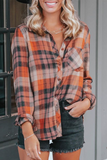 Casual Plaid Patchwork Turndown Collar Blouses