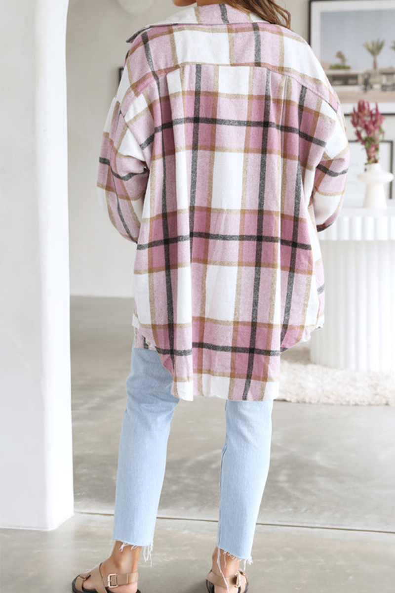 Casual Plaid Patchwork Turndown Collar Blouses(5 Colors)