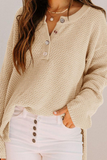 Suéteres casuais com fivela sólida e decote em V (4 cores)