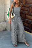 Casual Plaid Print Patchwork Spaghetti Strap Straight Jumpsuits(4 Colors)