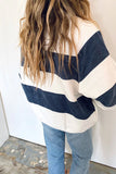 Casual Striped Print Patchwork O Neck Hoodies