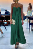 Fashion Solid Patchwork Strapless Straight Dresses(4 Colors)
