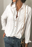 Fashion Solid Patchwork Turndown Collar Blouses