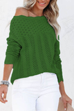 Lässige, solide ausgehöhlte Patchwork-Pullover mit O-Ausschnitt (7 Farben)