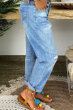 Fashion Street Patchwork zerrissene Denim-Jeans mit hoher Taille