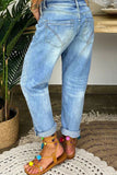 Fashion Street Patchwork zerrissene Denim-Jeans mit hoher Taille