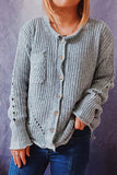 Casual Solid Ripped O Neck Cardigans(3 Colors)