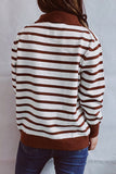 Lässige Pullover mit gestreiften Knöpfen und Umlegekragen (3 Farben)