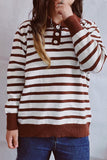 Lässige Pullover mit gestreiften Knöpfen und Umlegekragen (3 Farben)
