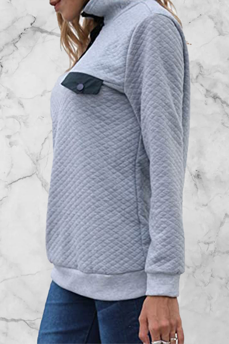 Casual Solid Patchwork Turtleneck Hoodies(7 Colors)