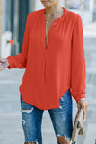 Casual Solid Fold V Neck Tops(6 Colors)