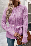 Casual Elegant Solid Hollowed Out Buttons O Neck Tops