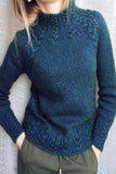 Suéteres casuais de cor sólida meia gola alta (6 cores)
