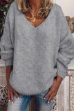 Lässige, einfarbige Pullover mit V-Ausschnitt