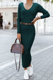Elegant College Solid Color V Neck One Step Skirt Dresses(4 Colors)