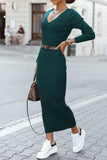 Elegant College Solid Color V Neck One Step Skirt Dresses(4 Colors)