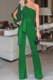 Casual Solid One Shoulder Regular Jumpsuits(7 Colors)