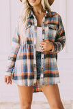 Casual Plaid Buckle Buttons Turndown Collar Blouses(5 Colors)