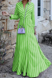Süße, elegante, gestreifte Patchwork-Kleider mit Umlegekragen in A-Linie (3 Farben)