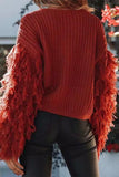 Lässige, einfarbige Pullover mit O-Ausschnitt und Quasten (4 Farben)