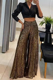 Casual Street Solid Sequins Boot Cut High Waist Speaker Bottoms(3 Colors)