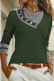 Casual Street Patchwork Contrast O Neck Tops(3 Colors)