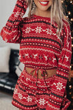 Casual Living Print Printing O Neck Short Sleeve Two Pieces(5 Colors)