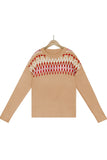 Street Geometric Patchwork O Neck Sweaters