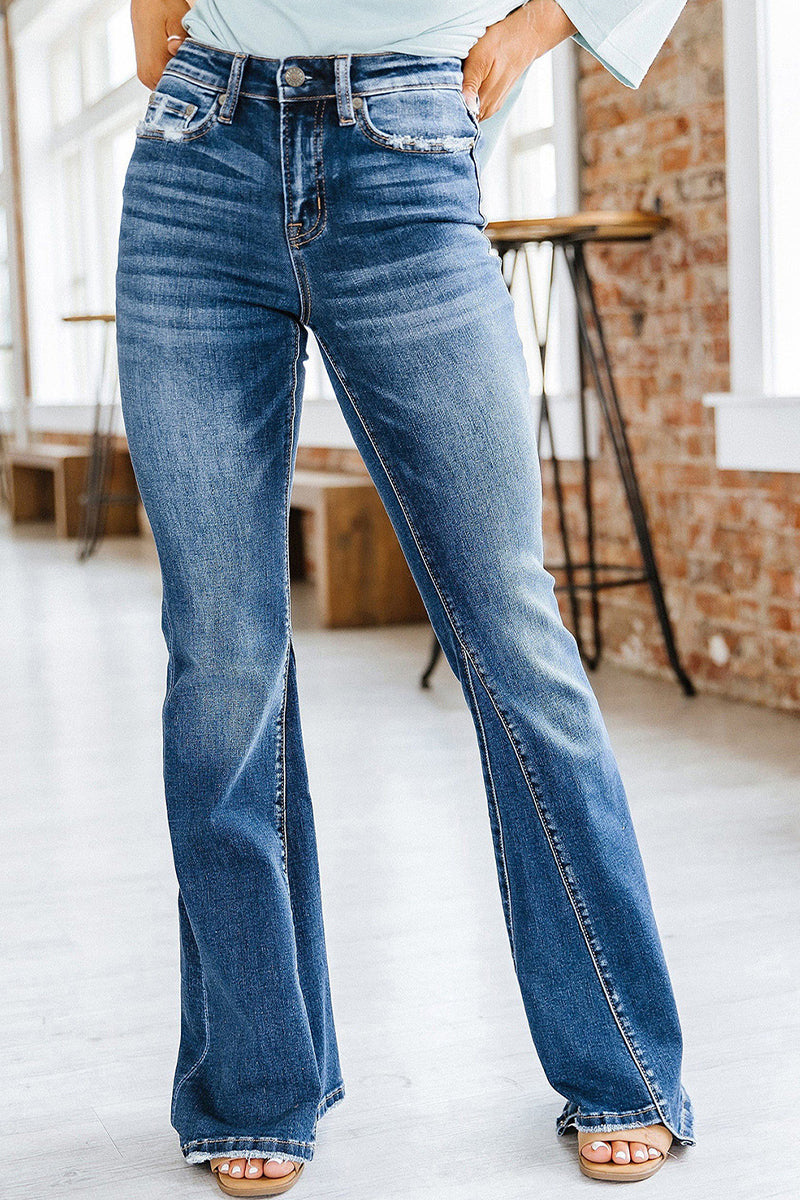 Casual Patchwork Make Old Boot Cut Denim Jeans